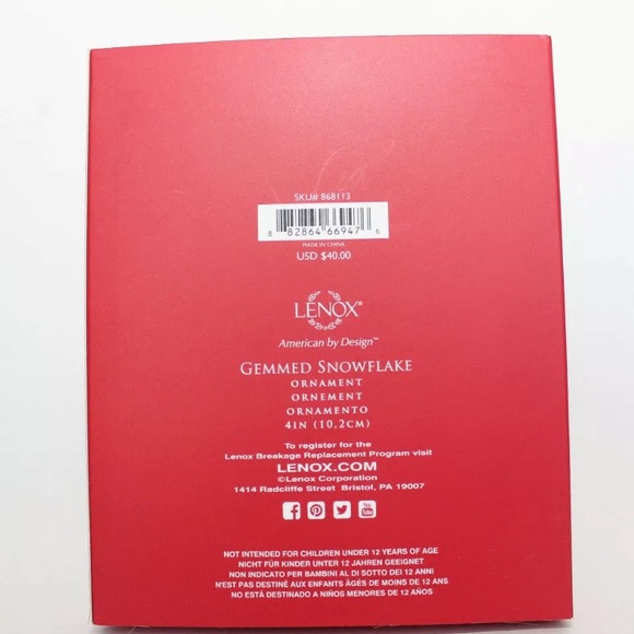 Lenox Gemmed Snowflake Ornament NWT - Picture 2 of 3
